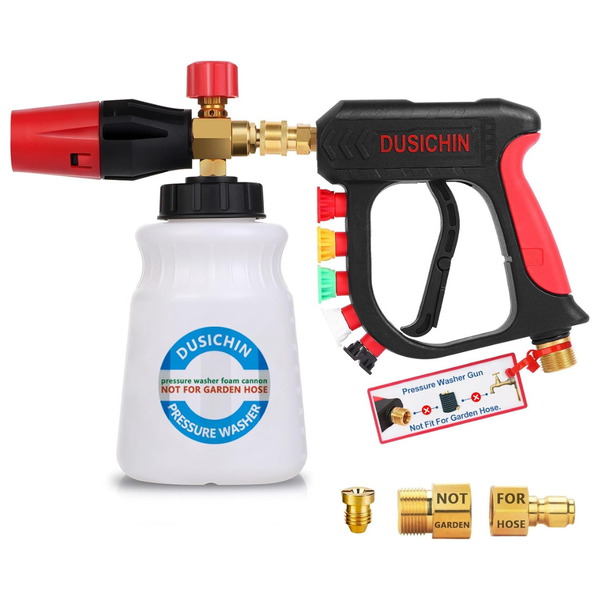 DUSICHIN 1/4" QC Pressure Washer Foam Cannon W/ 5 Nozzles