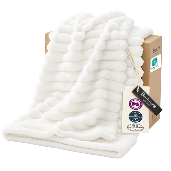 50" x 60" Bedsure Super Soft Cozy White Throw Blanket