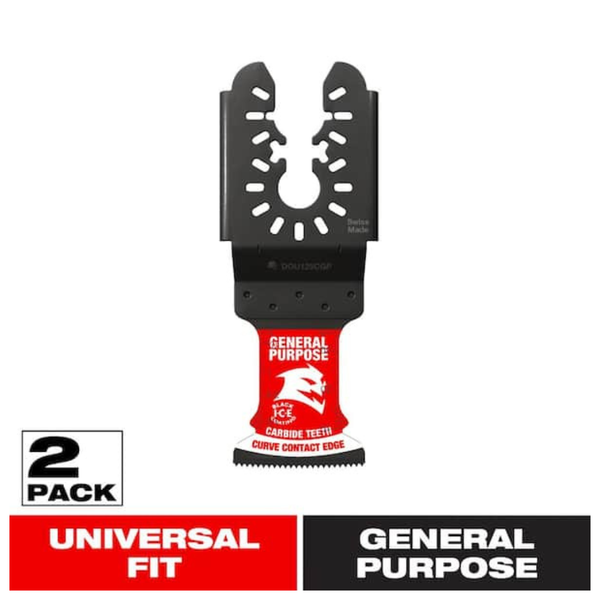 2-Pack 1-1/4In Universal Fit General Purpose Carbide Oscillating Blade