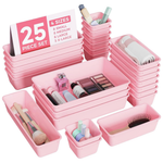 25-Piece Plastic Drawer Vanity Bathroom Desk Organizer Set