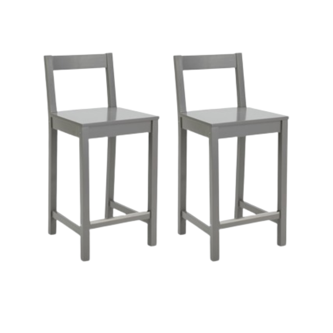 Set Of 2 Amazon Basics 24" Wooden Bar Stool W/ Backrest