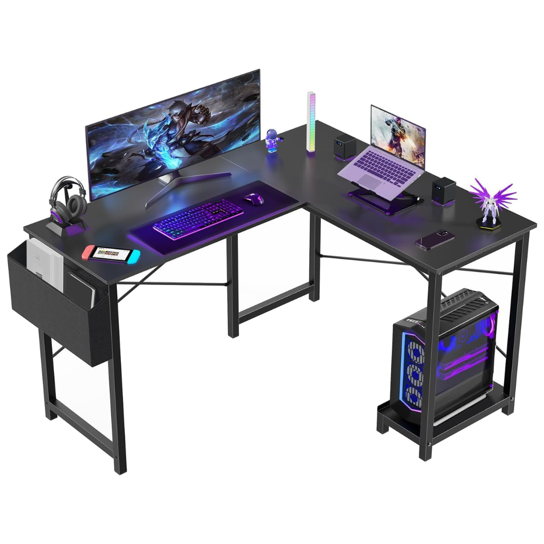 Sweetcrispy 50" L Shaped Computer Desk (Black)