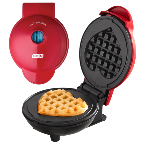 Dash Mini Nonstick Iron Waffle Maker (Red Heart)