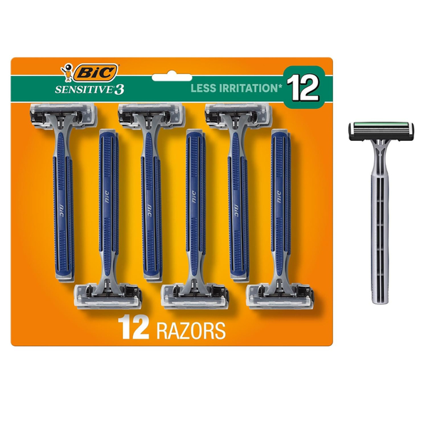 12-Count BIC Sensitive 3 Disposable Razors W/ 3 Blades