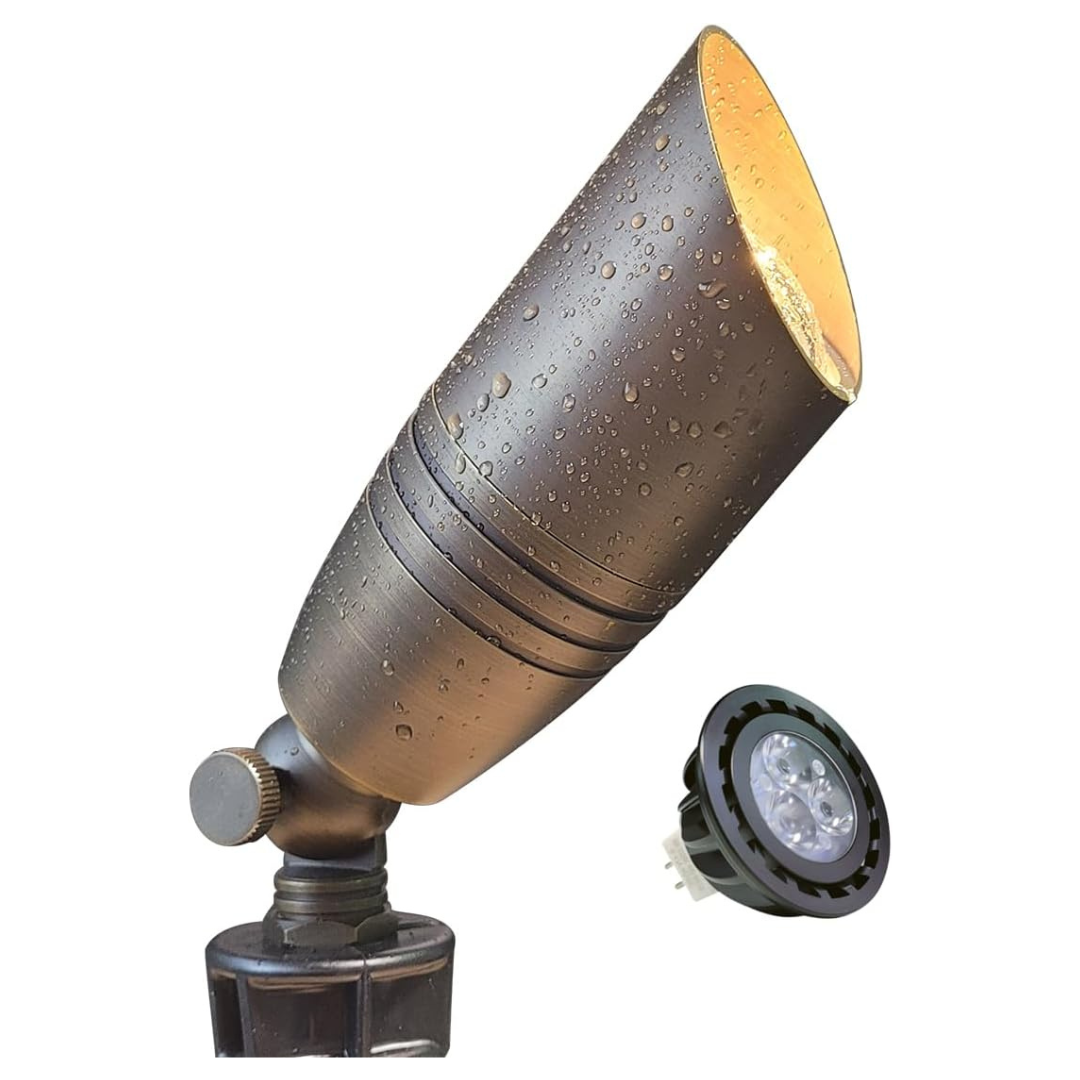 Malory 12V Brass Landscape Spotlights With MR16 Bulb