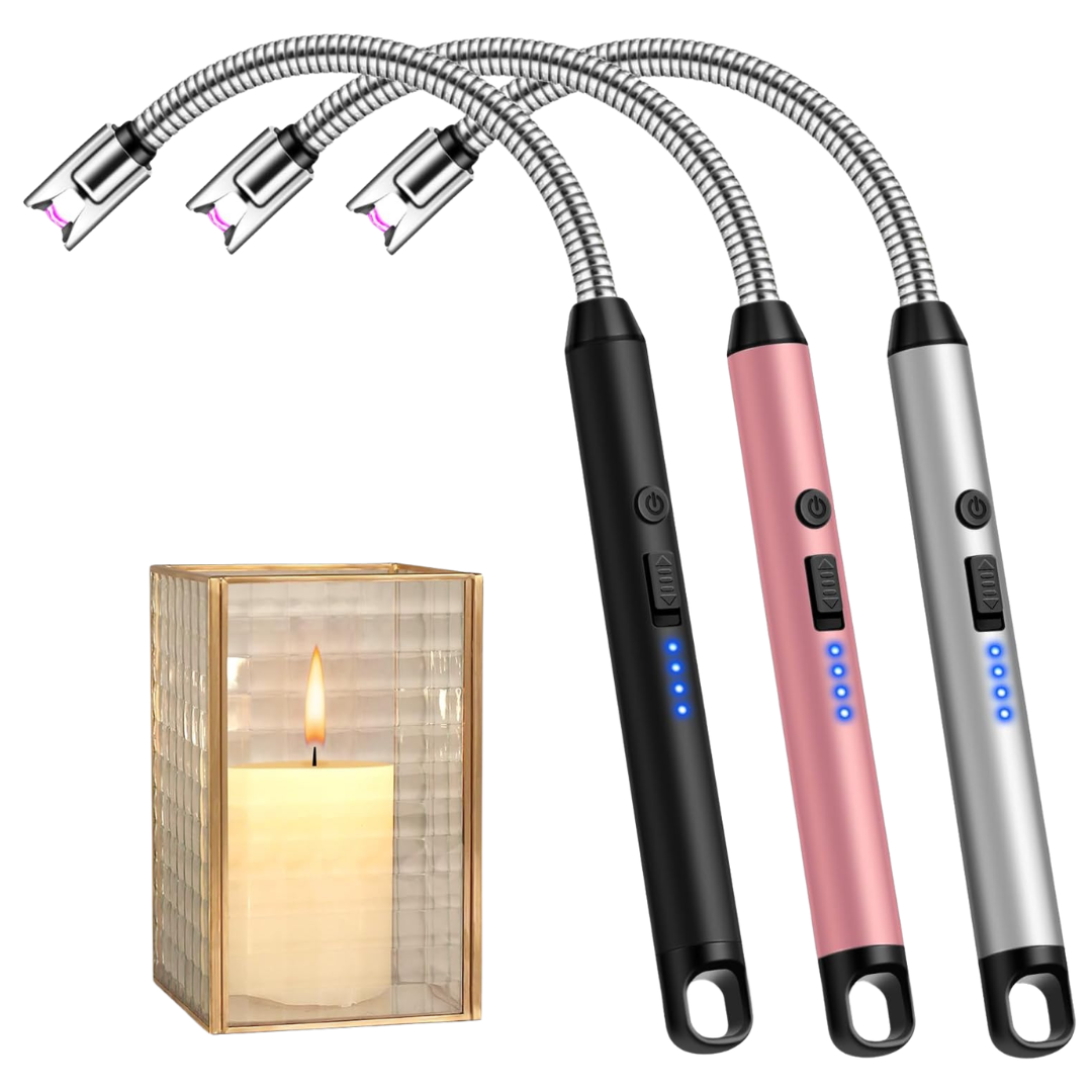 3-Pack Electric Windproof USB Rechargeable Plasma Lighter