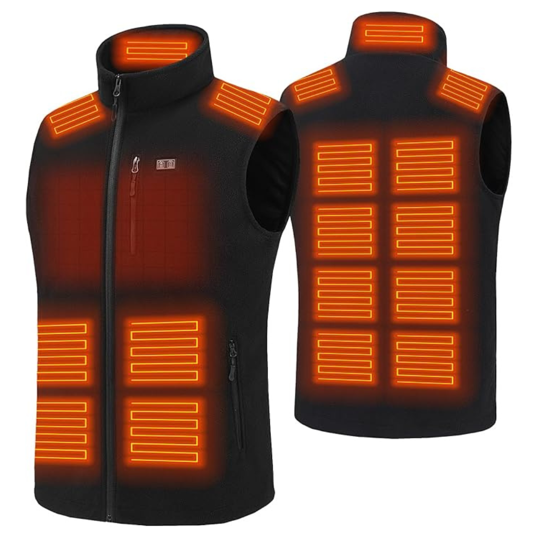 Unisex Heated Fleece Vest With 15 Heating Zones