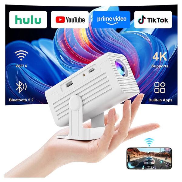 Smart WiFi Bluetooth 4K Movie Projector with Speaker