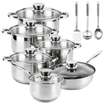 15-Piece Colourcoco Stainless Steel Cookware Set W/ Stay-Cool Handles