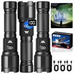 3-Pack WdtPro 6000lm Rechargeable Flashlight W/ Zoom & LCD Display