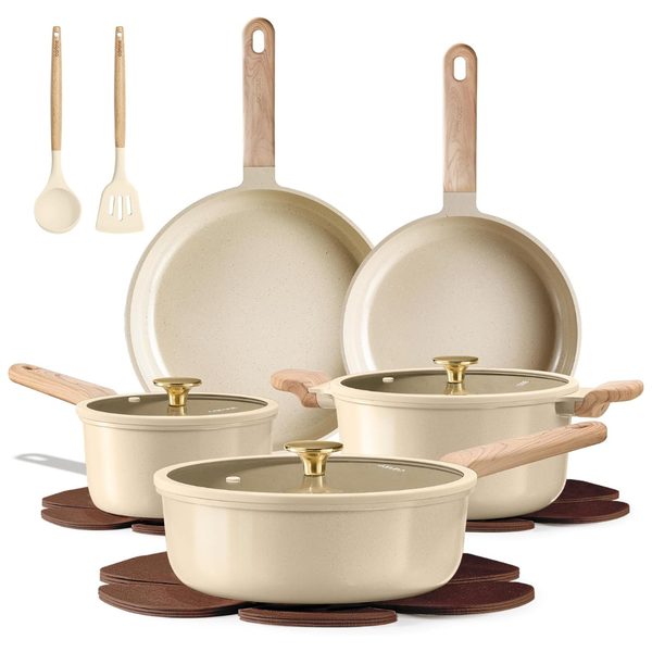 14-Piece Carote Nonstick Ceramic Pots And Pans Cookware Set