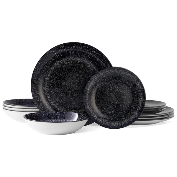 12-Piece Bestone Round Porcelain Dinnerware Set, Service For 4