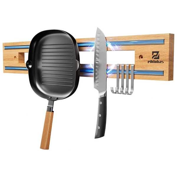 16.5" Piklohas Wooden Magnetic Wall Mount Knife Holder