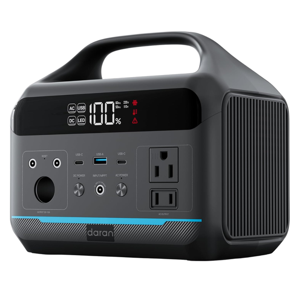 Daran 600W Portable Power Station, 288Wh LiFePO4 Solar Generator