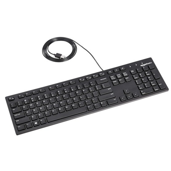 Amazon Basics Matte Black Wired Keyboard