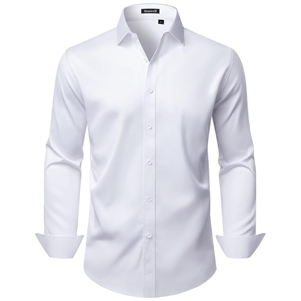 Men's White Non Iron Wrinkle Free Stretch Dress Shirt