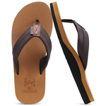 Men's Yoga Mat Leather Flip Flops with Arch Support