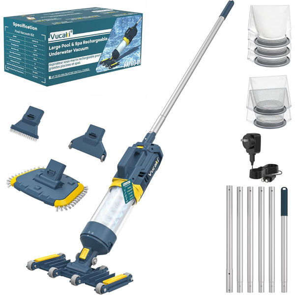 Vucaki 5-in-1 Handheld Pool Vacuum with 10.8FT Telescopic Pole