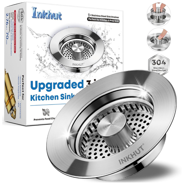 Upgraded 3-in-1 Stainless Steel Kitchen Sink Drain Strainer