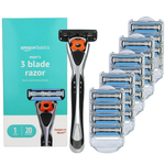 Amazon Basics Men's 3-Blade Motion Sphere Razor w/ 20 Blade Cartridges