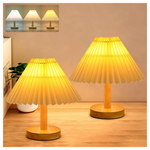 2-Pcs Modern Dimmable Three-Color Wooden Base Small Desk Lamp