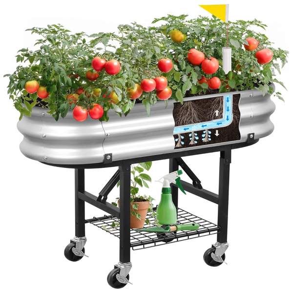 Self-Watering Planter Box Raised Garden Bed With Wheels