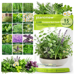 15-Pack 4,500+ Non-GMO Heirloom Herb Seeds With Basil