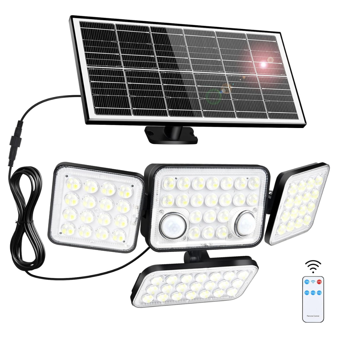 5000mAh 292 LED 3600lm 8500K 4 Heads Solar Lights