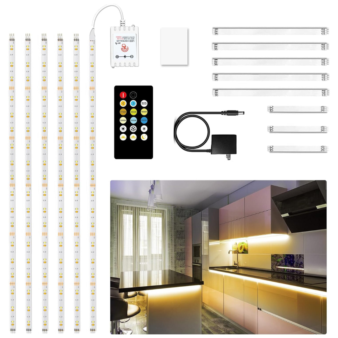 6-Pieces 9.8Ft LED Strip 2700K-6500K Cabinet Lights