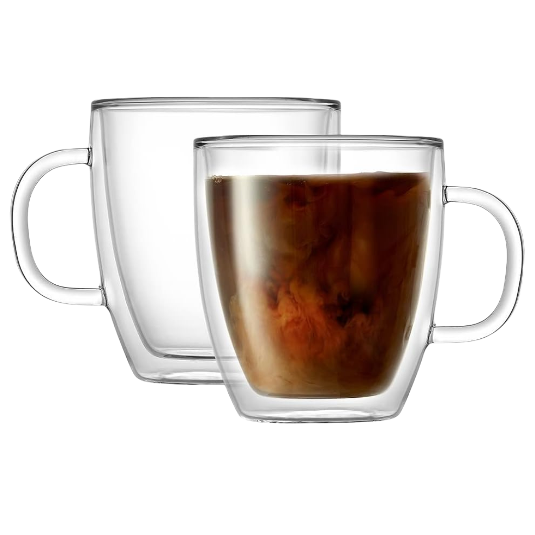 Set Of 2 5.4-Oz JoyJolt Savor Double Wall Insulated Glasses Coffee Mugs