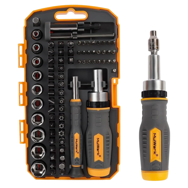 77-Pieces Mulwark Ratchet Screwdriver Bits & Socket Set