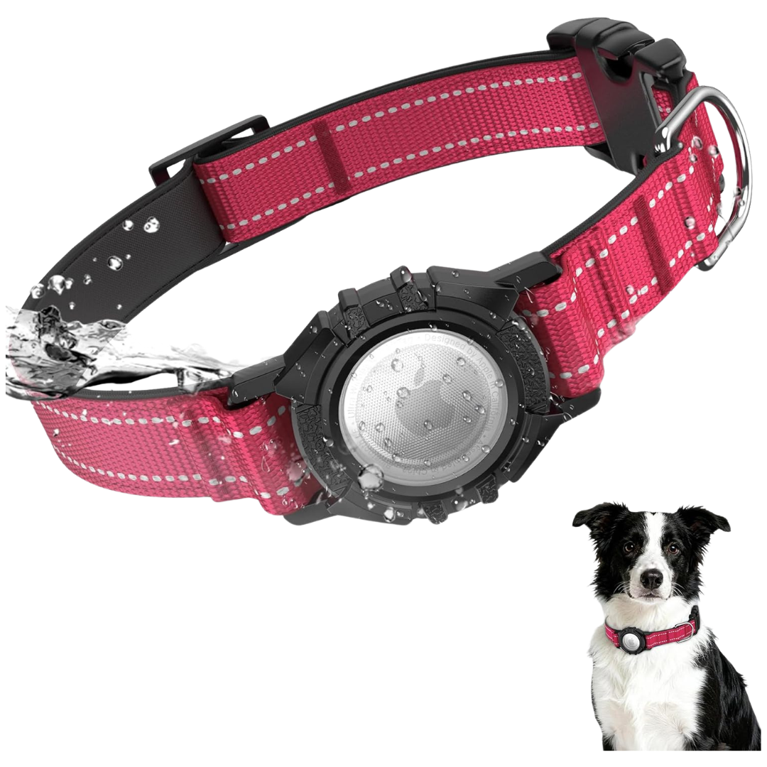 IP68 Waterproof Reflective Dog Collar With Airtag Holder