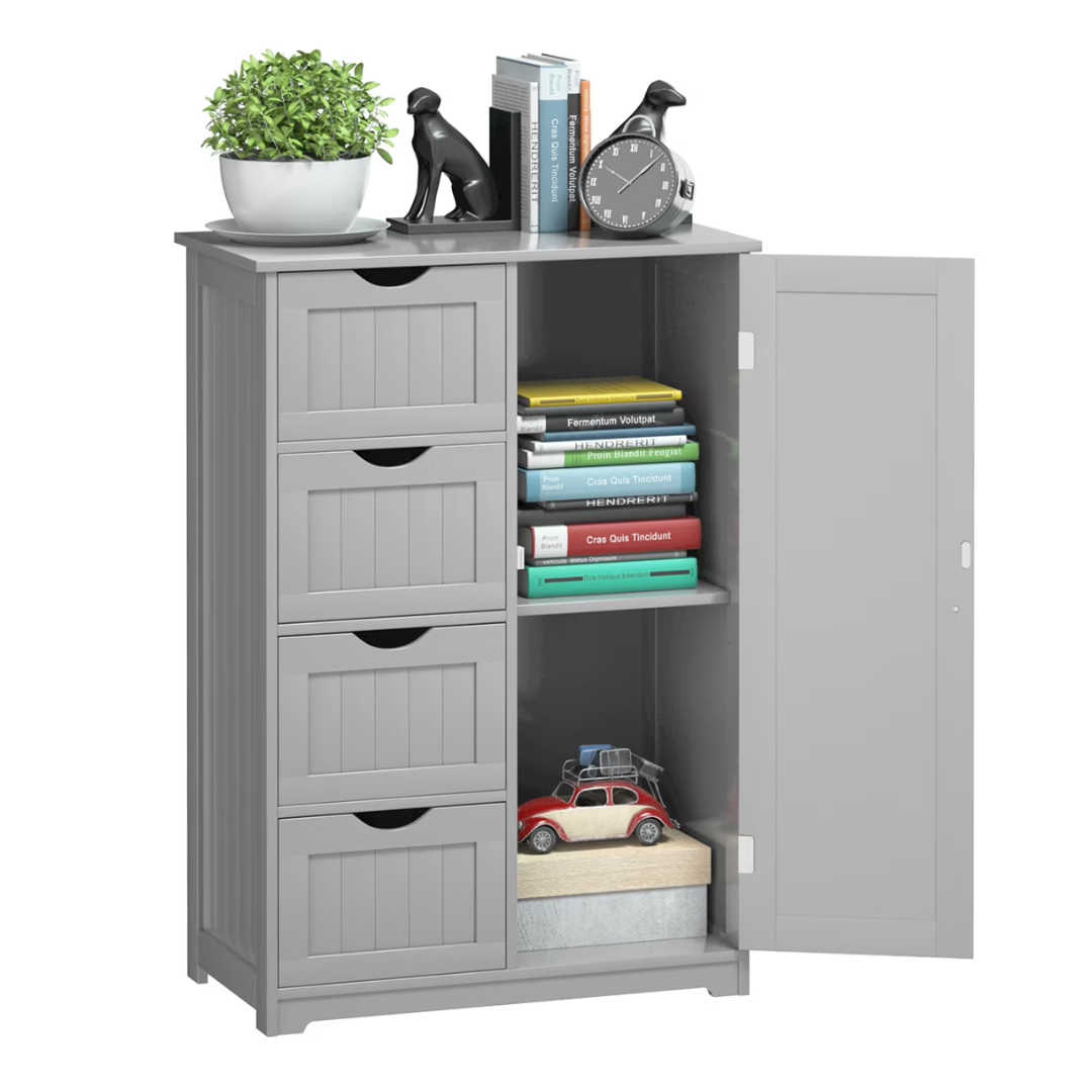 Costway Bathroom Storage Wooden 4-Drawer Cabinet (2 Colors)