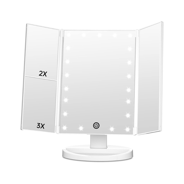 Trifold 2X/3X Magnification Vanity Mirror W/ 21 LED Lights