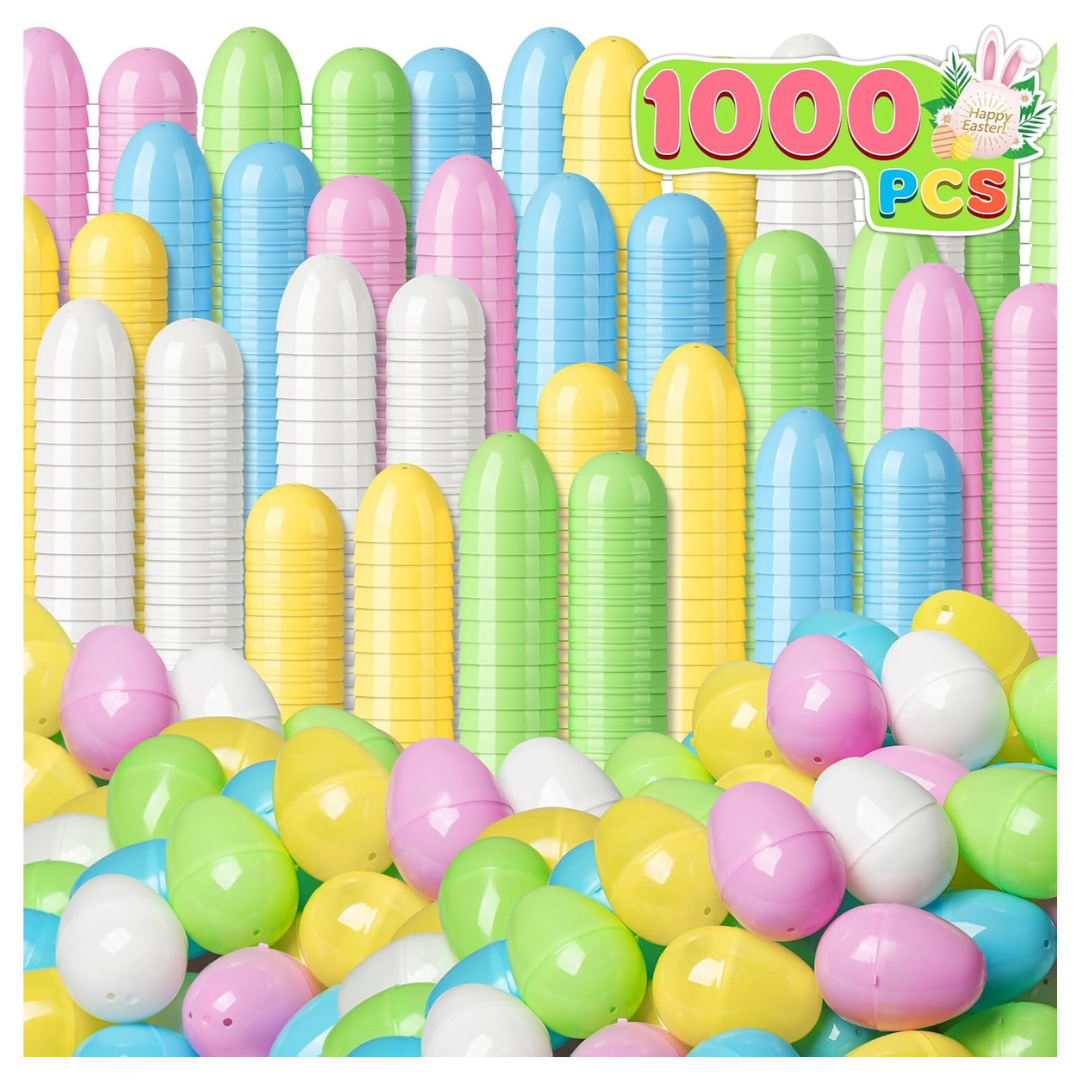 500-Piece 2.4" Assorted Pastel Colorful Plastic Easter Eggs W/ Flexible Hinges