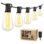 25FT Larkvue LED Outdoor Waterproof Patio Shatterproof Hanging String Lights