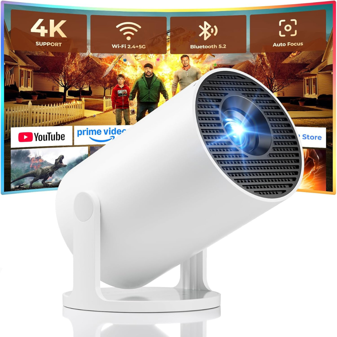 4K Support 1080P Wifi & Bluetooth Portable Projector W/ Built In Apps