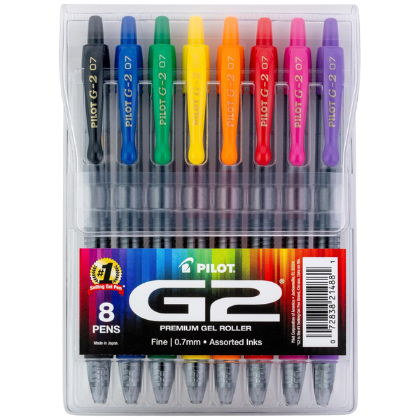 8-Pack PILOT Fine Point 0.7 mm G2 Premium Gel Roller Pens