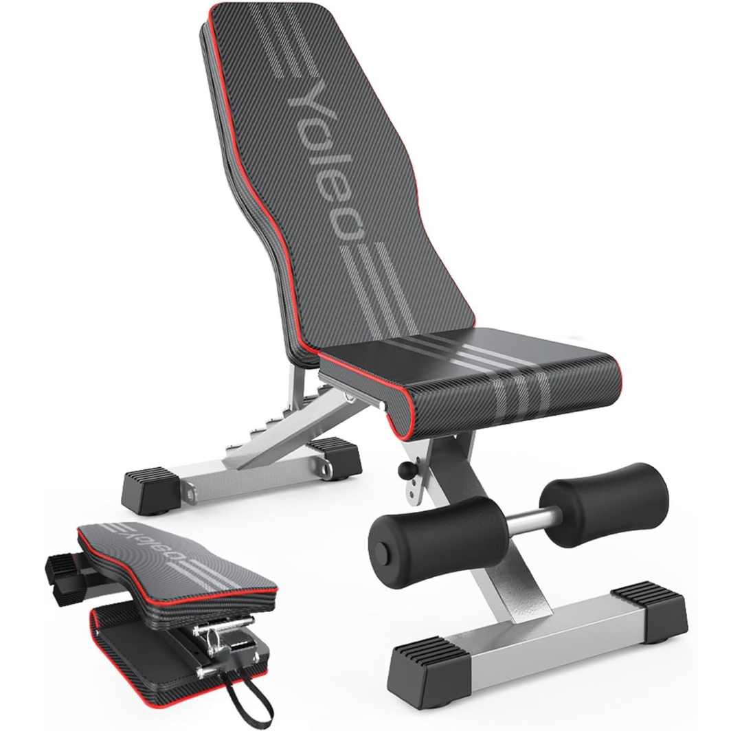 Yoleo Adjustable Weight Foldable Bench Press For Full Body Workout