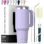 40-Oz Insulated Tumbler With Handle Lid And Straw