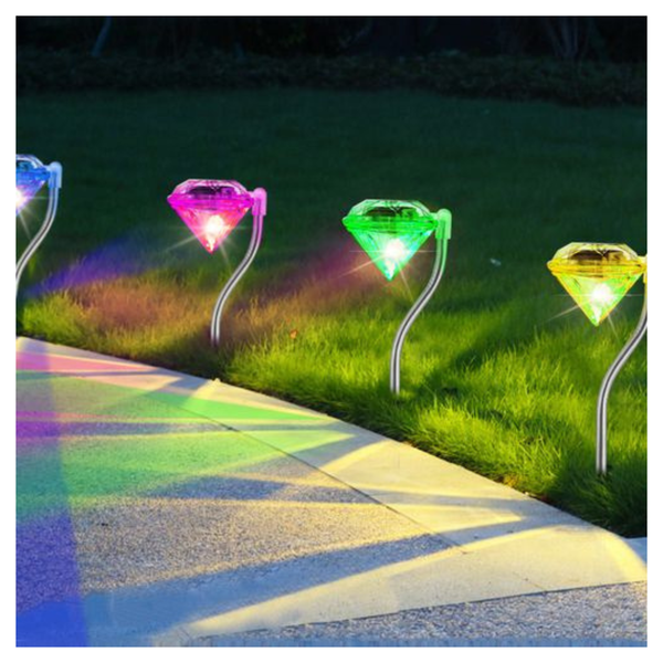 4-Pack 7-Color Diamond LED Changing Solar Garden Light