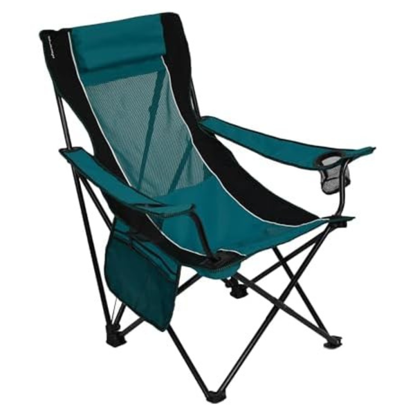 Sling Folding Camping Chair With A Built-In Cup Holders And Organizer