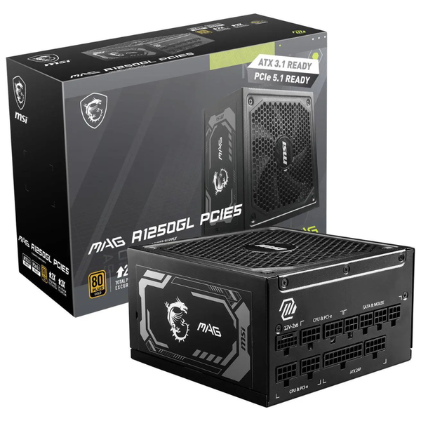 MSI MAG A1250GL PCIE5, Fully Modular Compact Gaming 1250W Power Supply