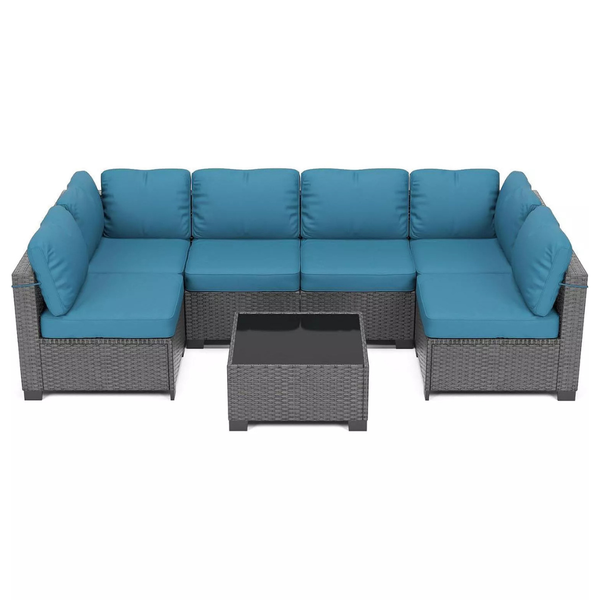 7-Piece All-Weather Polyethylene Rattan Outdoor Patio Furniture Set