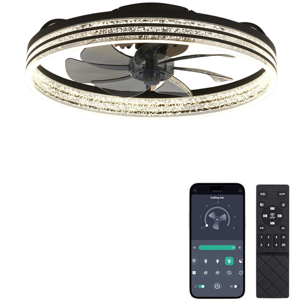 20'' Black And White Flush Mount Low Profile Modern Ceiling Fans