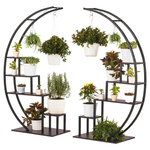 2-Pack IDZO Metal Half Moon Plant Stand (Dark Brown)