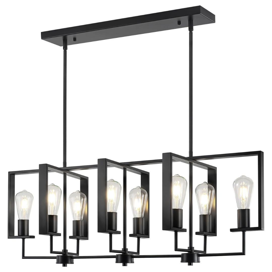 37.8" Kitchen Island Lighting Fixture Modern Black Pendant Lights