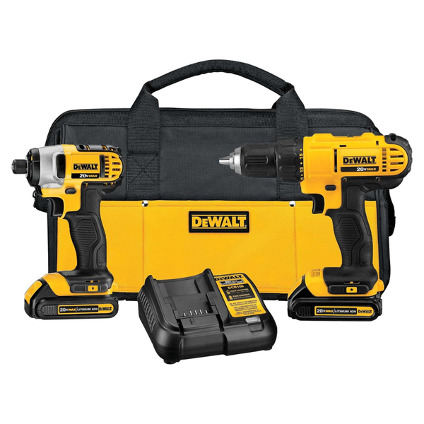 Dewalt 20V Cordless Drill & Impact Driver W/ 2 Batteries
