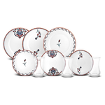 18-Piece Karaca Nakkas Turkish Teacups & Appetizer Plate Set For 6 People