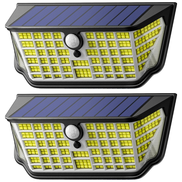 2-Pack Waterproof Motion Sensor 300deg. Solar Lights W/ 3-Modes